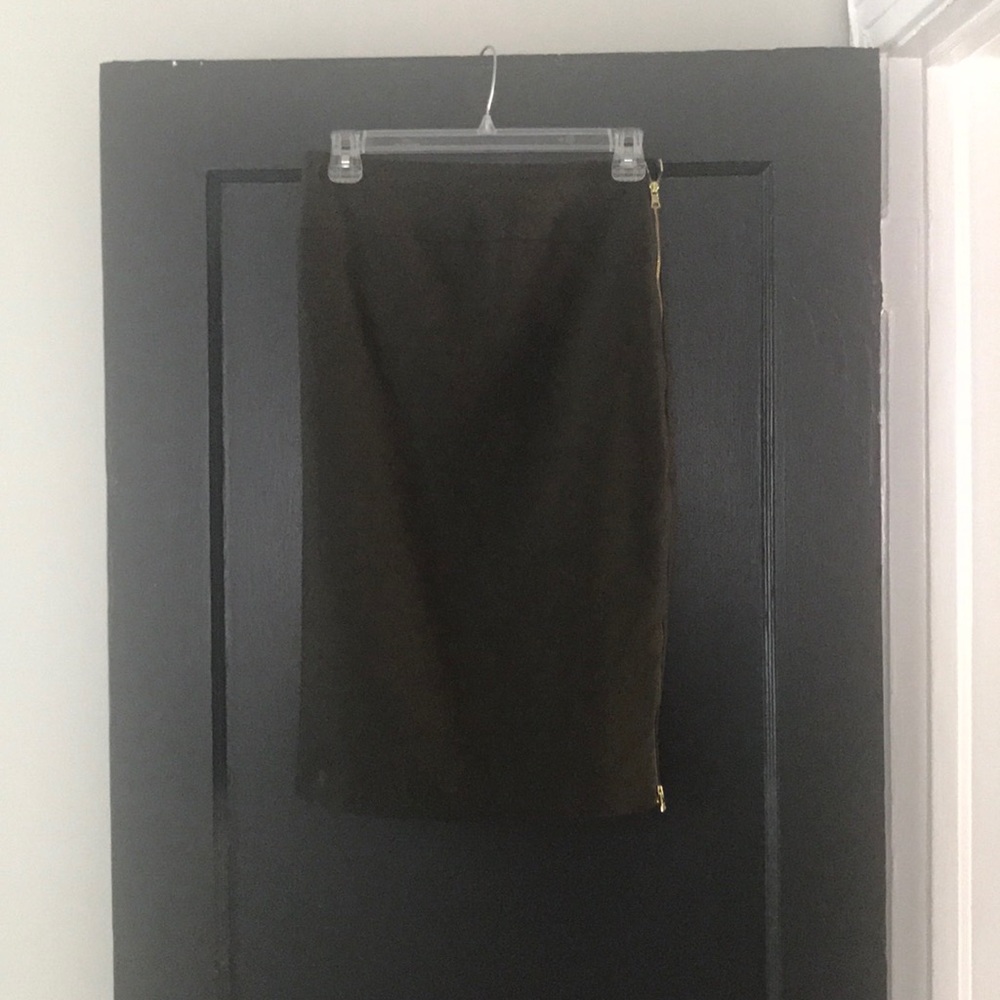 Olive Green Pencil Skirt With Zipper